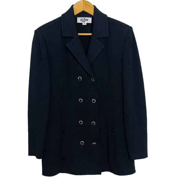 St. John By Marie Gray Santana Double Breast Blazer Pant Suit Set Black Size 10 - Picture 1 of 9